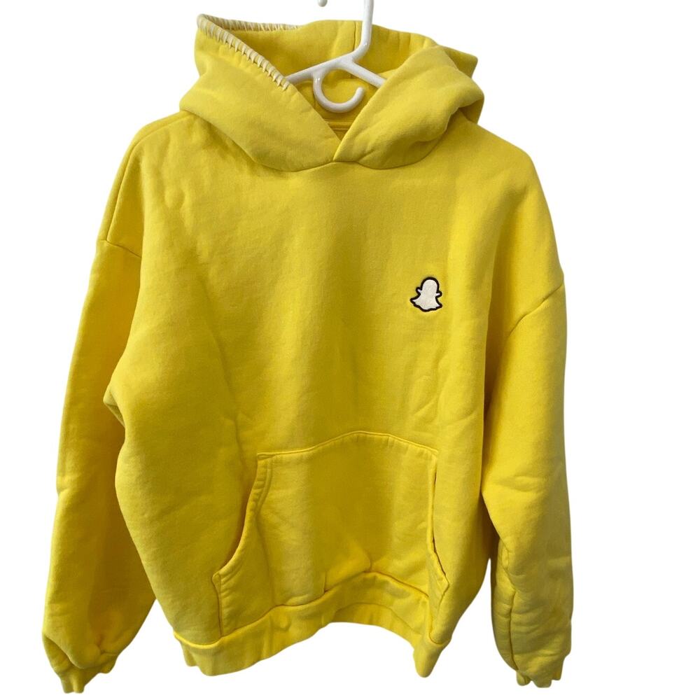 Madhappy x Snapchat Hoodie Men's Yellow Fleece Lined Pullover Cotton USA Medium